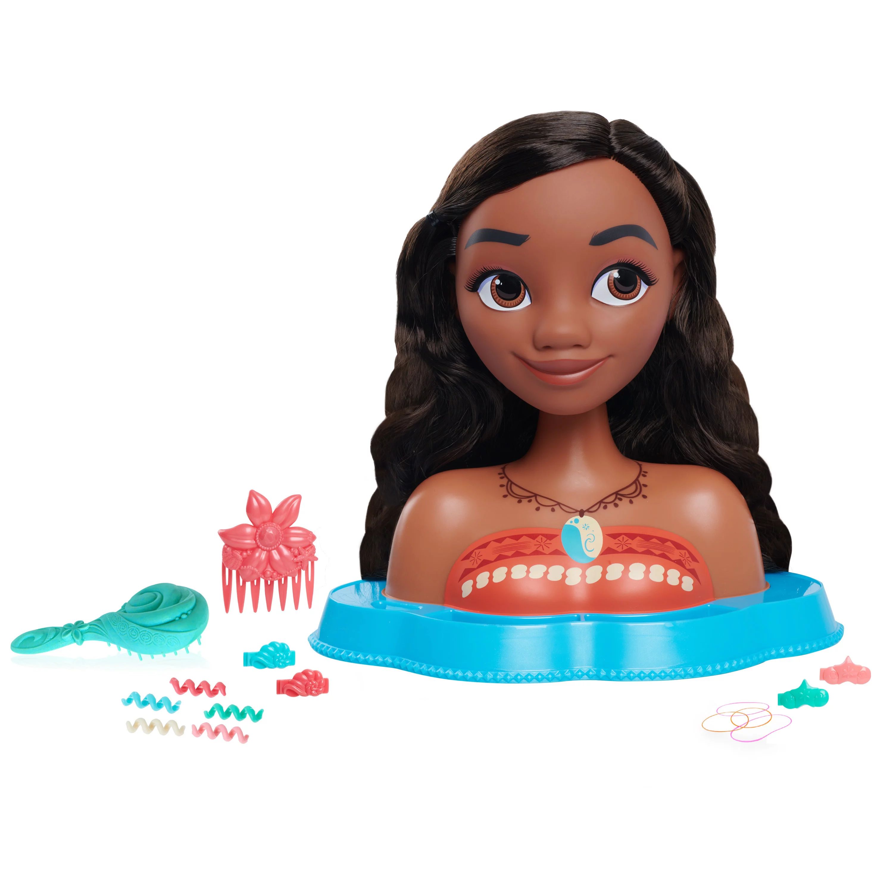 Just Play Disney Princess Moana 17 Piece Styling Head for Kids, Brown Hair, Preschool Ages 3 up -... | Walmart (US)