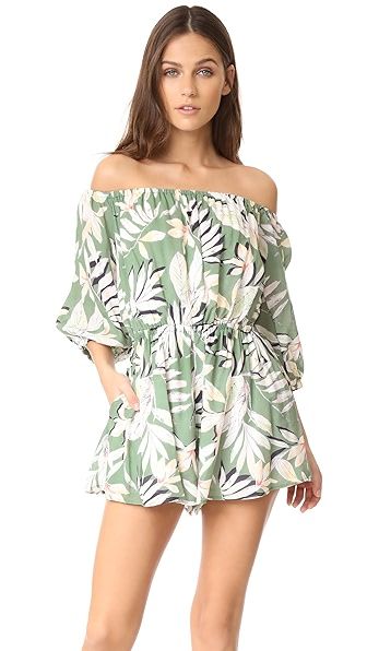 MINKPINK Shady Fronds Off the Shoulder Romper | Shopbop