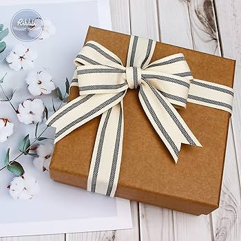 Amazon.com: Ribbli Natural Cotton Stripe Ribbon,1Inch x 10 Yard Spool,Natural/Black,Farmhouse Rib... | Amazon (US)