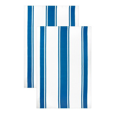 2pk Kitchen Towels Dark Blue - MU Kitchen: Cotton Dobby Weave, Stripe Pattern, Absorbent Hand Towels | Target