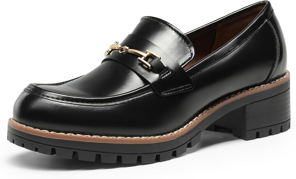 DREAM PAIRS Women's Chunky Loafers, Platform Comfortable Slip-On Dressy Business Casual Shoes | Amazon (US)