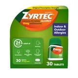 Zyrtec 24 Hour Allergy Relief Tablets with 10 mg Cetirizine HCl, 30 Count | Walmart (US)