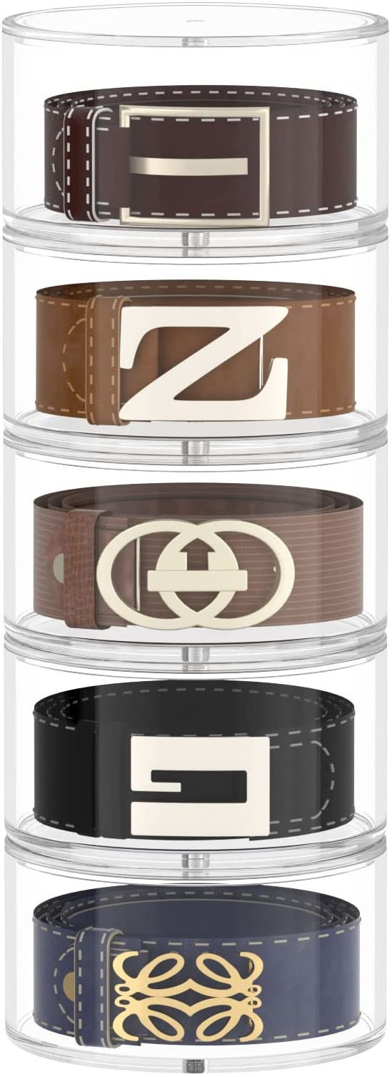 FEMELI Belt Organizer, Clear 5 Layers Belt Case Storage Holder Display for Closet Accessories, Li... | Amazon (US)