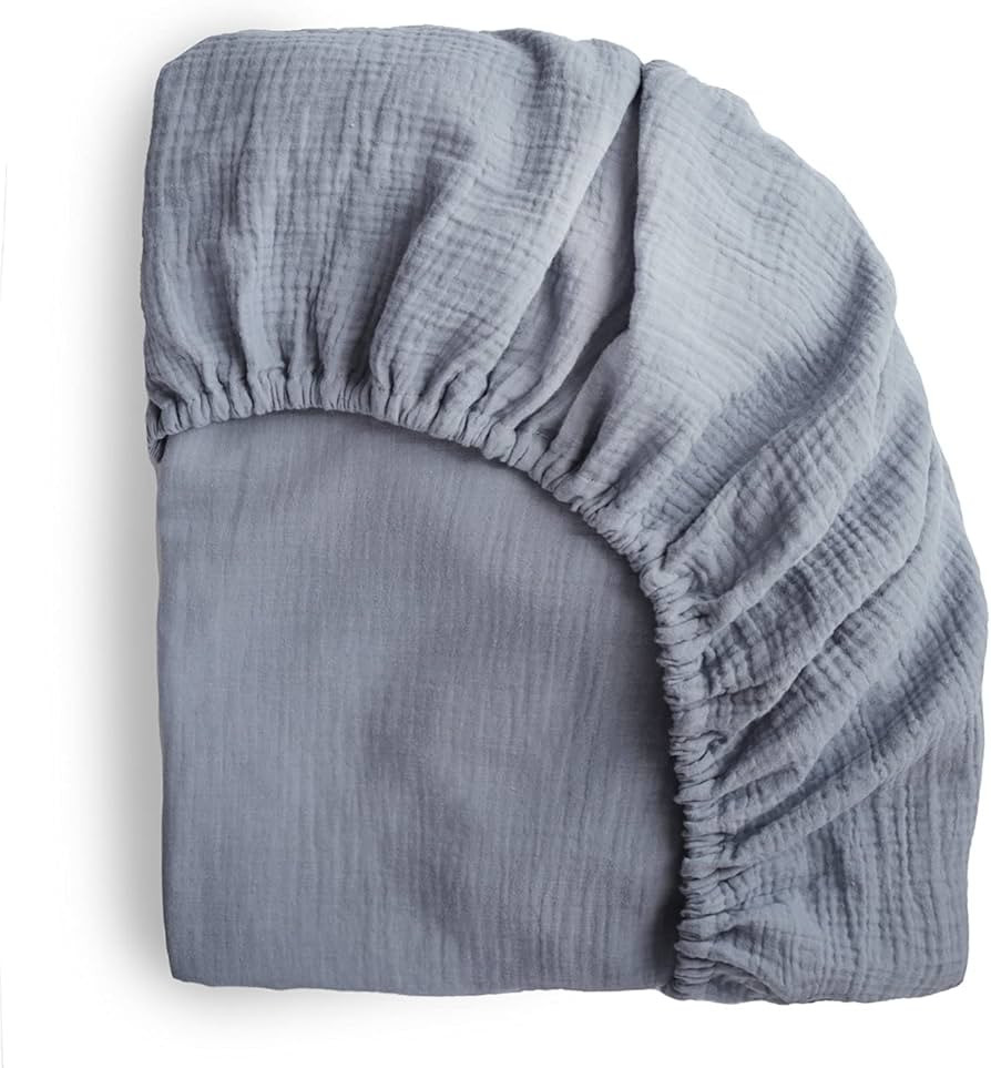 mushie Extra Soft Muslin Fitted Crib Sheet | 28"x 52" (Tradewinds) | Amazon (US)