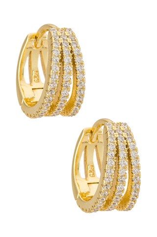 Adina's Jewels Pave Triple Row Huggie Earring in Gold from Revolve.com | Revolve Clothing (Global)