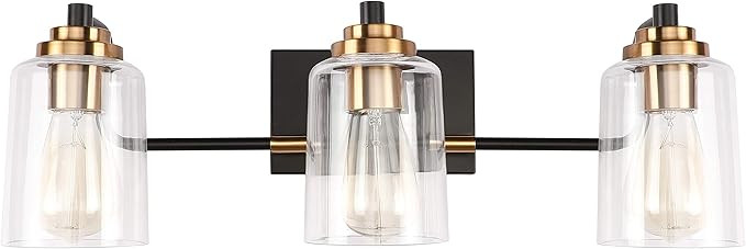 SOLFART 3 Head Vintage Bath Vanity Light Wall Decor Bathroom Over Mirror Modern Glass Shade Light... | Amazon (US)