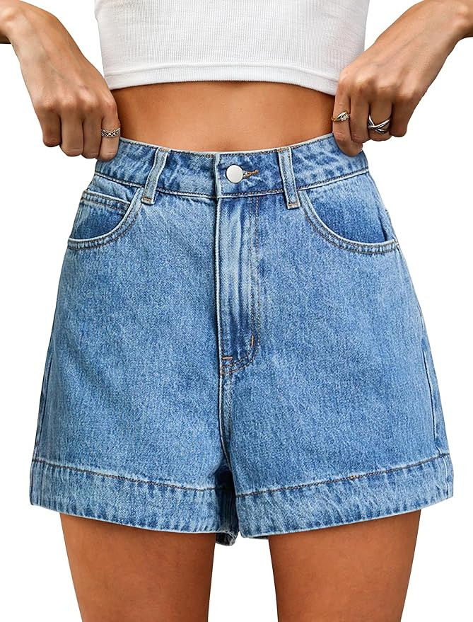 Eddoyee Jeans Shorts for Women Stretchy Bermuda High Waisted Distressed Ripped Roll Up Denim Shor... | Amazon (US)