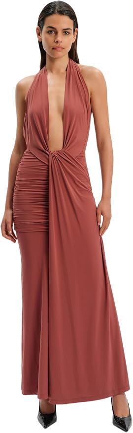 BARDOT INES Halter Neck Maxi Dress, Formal Maxi Dresses for Women | Amazon (US)