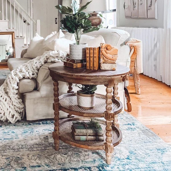 French Cane Shelf Side Table - Decor Steals | Decor Steals