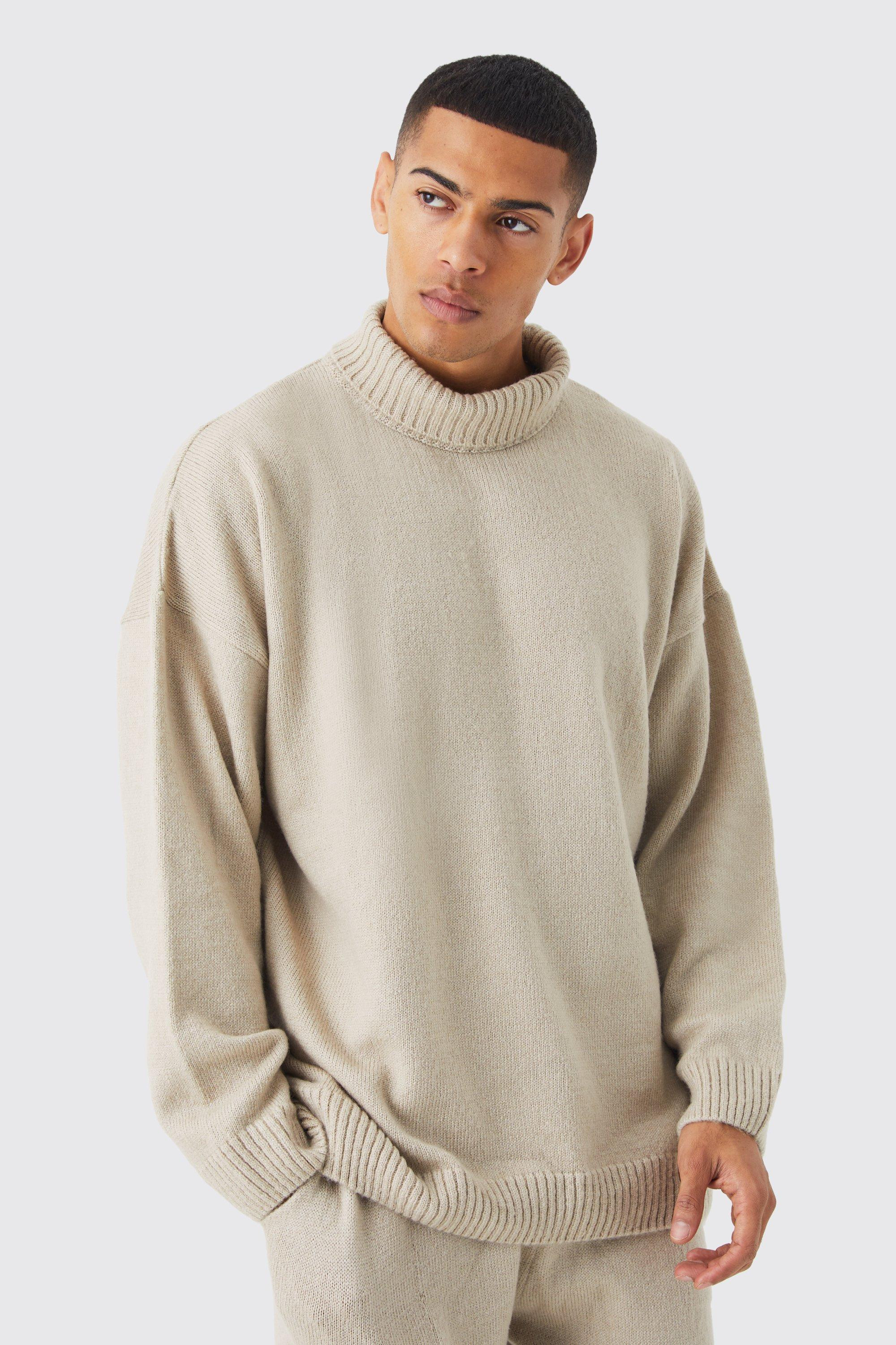 Oversized Funnel Neck Brushed Knit Sweater | boohooMAN (US & Canada)