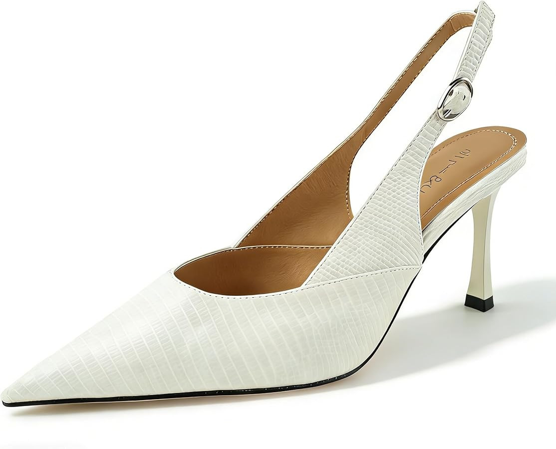 Women's Elegant Slingback Closed Pointed Toe Stiletto Adjustable Heels Pumps Evening Wedding Form... | Amazon (US)