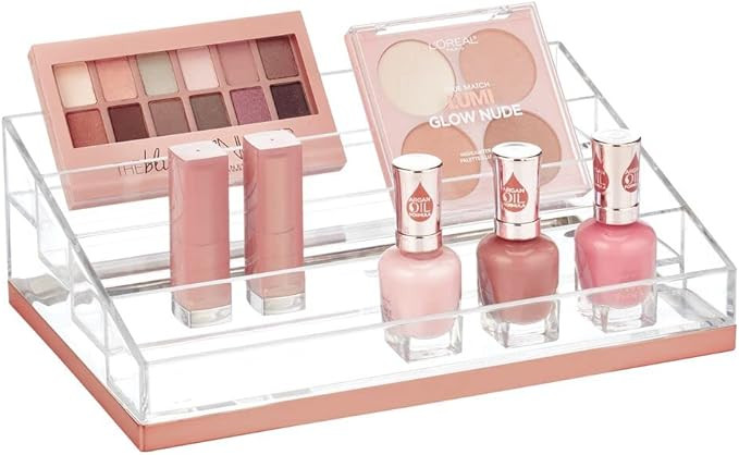 mDesign 4-Level Plastic Cosmetic Organizer Palette Storage Center with 4 Open Shelves for Bathroo... | Amazon (US)