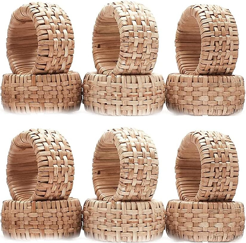 Amazon.com: Alpha Living Home Napkin Rings Set of 12, Rattan Napkin Holders, Napkin Rings Bulk fo... | Amazon (US)
