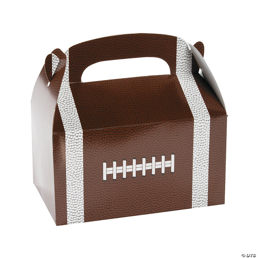 6 1/4" x 6" Football Cardstock Favor Boxes with Handle - 12 Pc. | Oriental Trading Company
