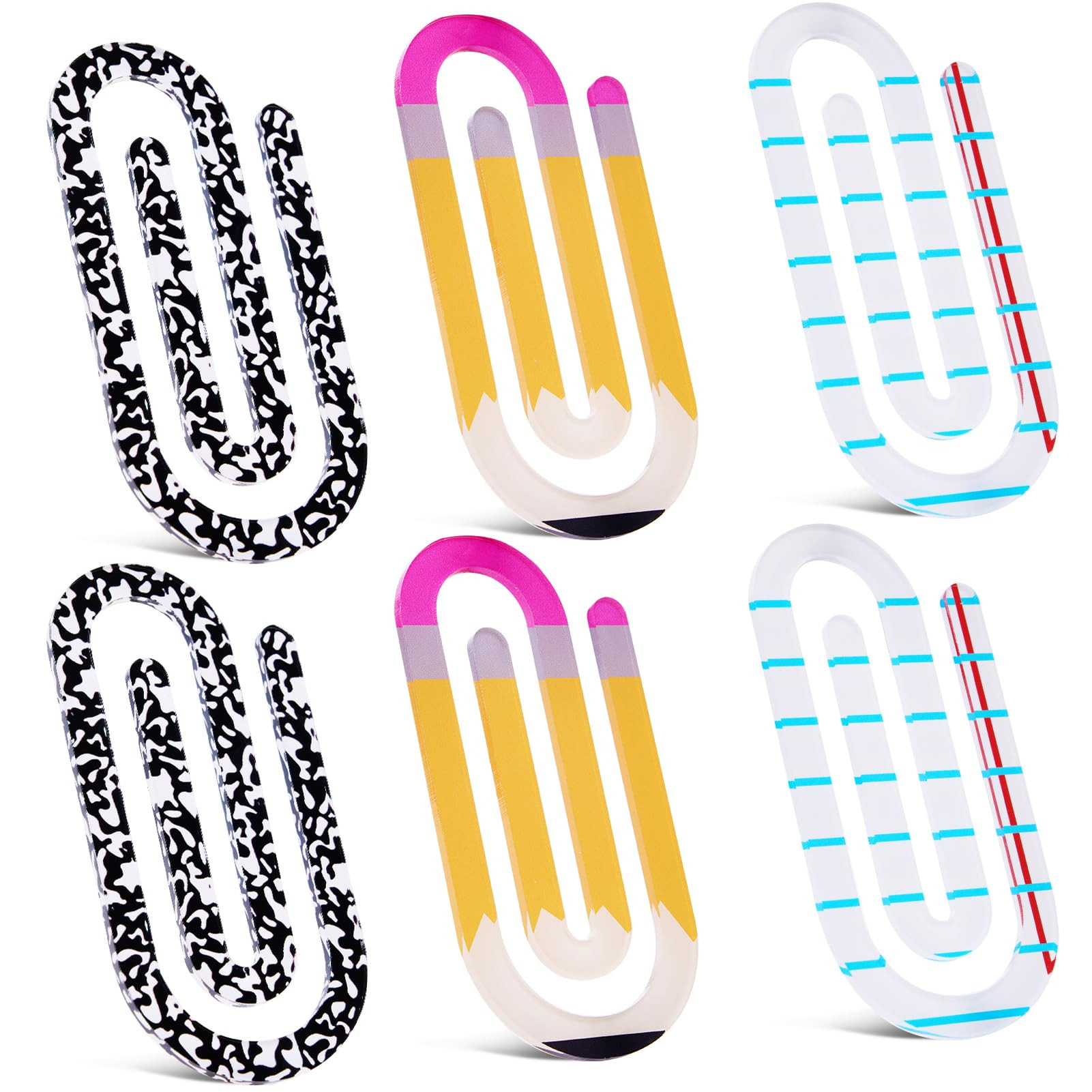 6 Pcs Jumbo Teacher Acrylic Paper Clips,3.94x1.89'',Clear Acrylic Jumbo Clips for Office/Schoo Gi... | Amazon (US)