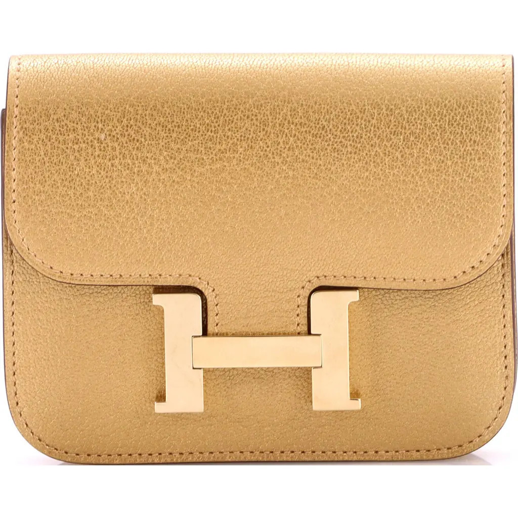 Pre-Owned Hermes Constance Slim Wallet Chevre Chamkilight in Metallic Gold at Nordstrom | Nordstrom