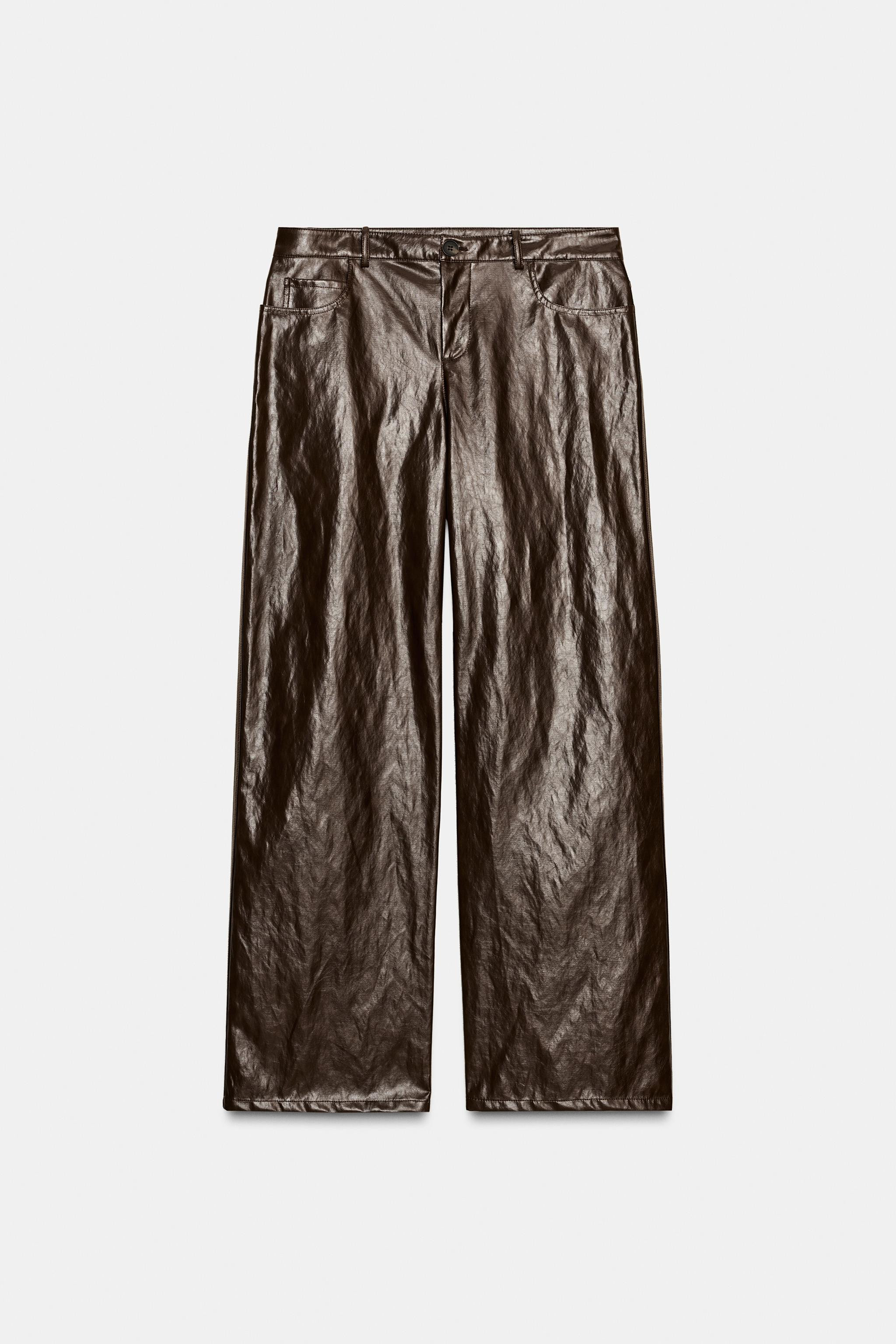 ZW COLLECTION FAUX LEATHER STRAIGHT LEG PANTS | Zara US