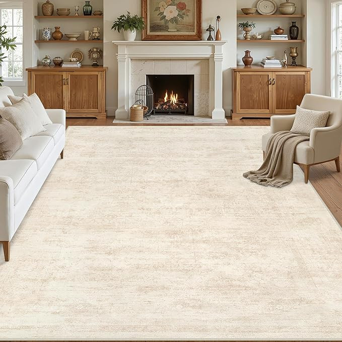 8x10 Area Rugs Living Room: Bedroom Washable Carpet Retro Beige | Amazon (US)