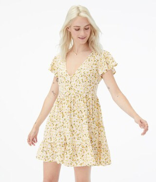 Floral V-Neck Babydoll Dress | Aeropostale