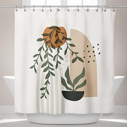 Fablus Tan Boho Shower Curtain for Bathroom, 72" W x 72" L Natural Floral Brown Geometry Shower Curt | Amazon (US)