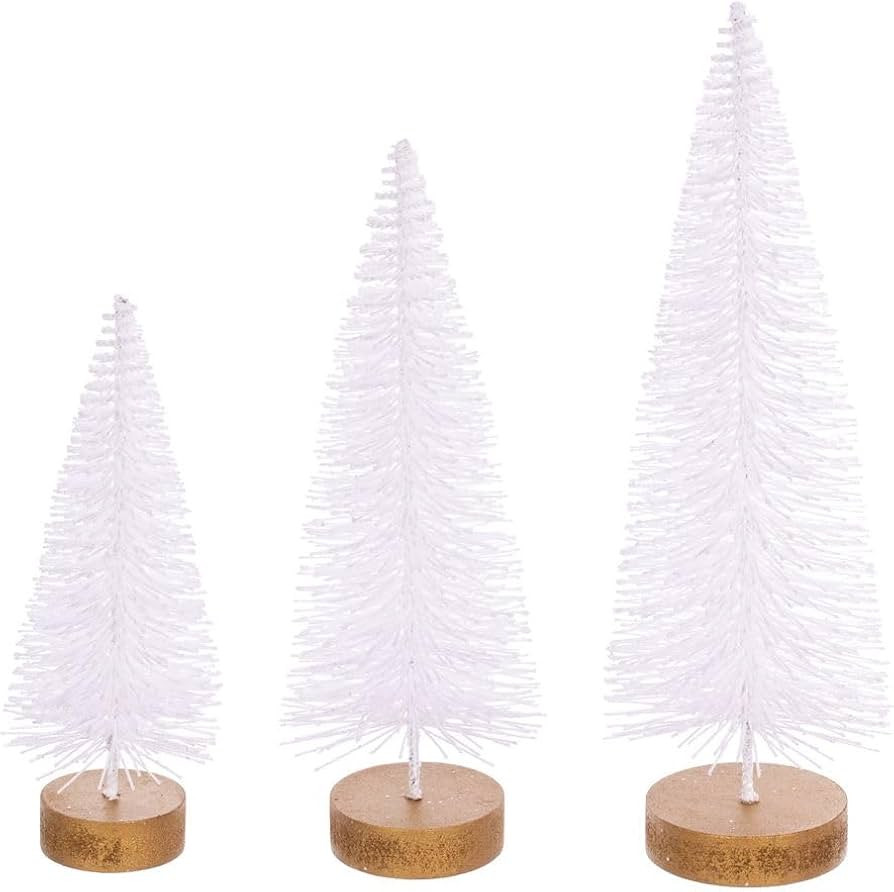 Vickerman 8"-10"-12" White Sisal Bottle Brush Tree Set, Set of 3 | Amazon (US)