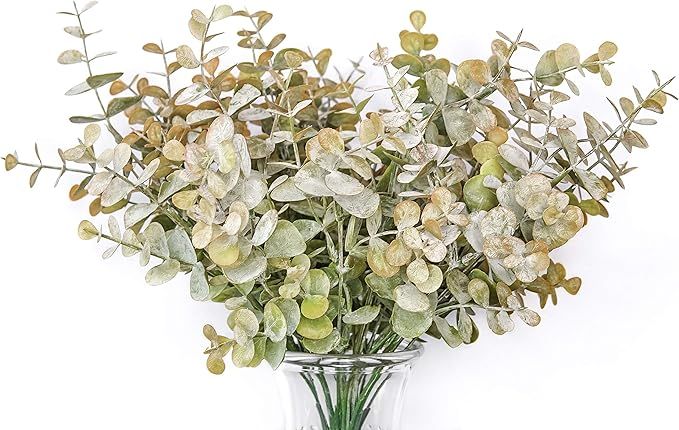 GreenCallow Artificial Farmhouse Eucalyptus(Pack of 3),Artificial Farmhouse Greenery Stems Fake P... | Amazon (US)