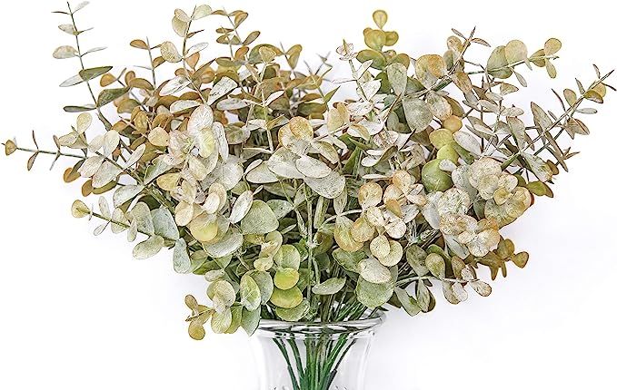 GreenCallow Artificial Farmhouse Eucalyptus(Pack of 3),Artificial Farmhouse Greenery Stems Fake P... | Amazon (US)