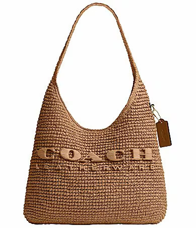 COACH Straw Brooklyn 28 Hobo Shoulder Bag - Natural | Dillard's
