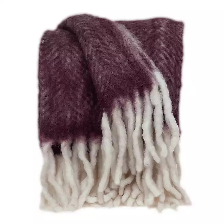 Classic Purple Wool Throw with Tassels | Kirkland's Home