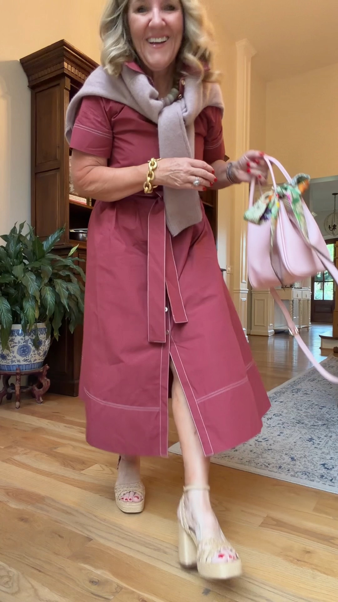 This dress is restocked and on sale! Size 8 petite 
Pretty dress for the office for every day I actually wore it out to my birthday dinner.
Oh my gosh, what is going on? What is going on what