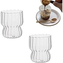 JOYMENTHERE Drinking Glasses Set - 8.8 oz Modern Kitchen Vintage Wavy Drinking Glasses 2 Pcs Set,... | Amazon (US)