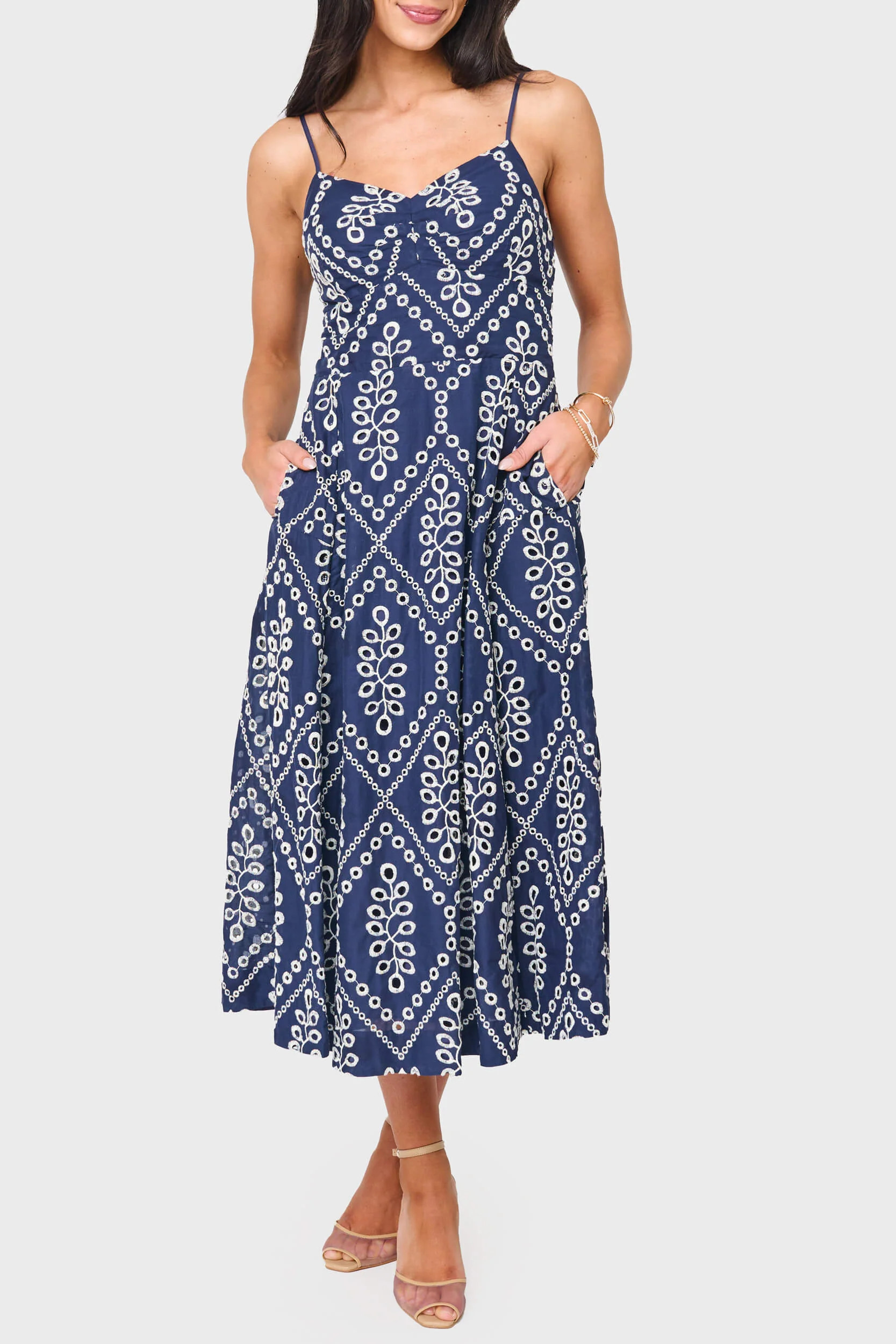 Amanda Eyelet Midi Dress | Gibsonlook Summer Dress | Gibsonlook