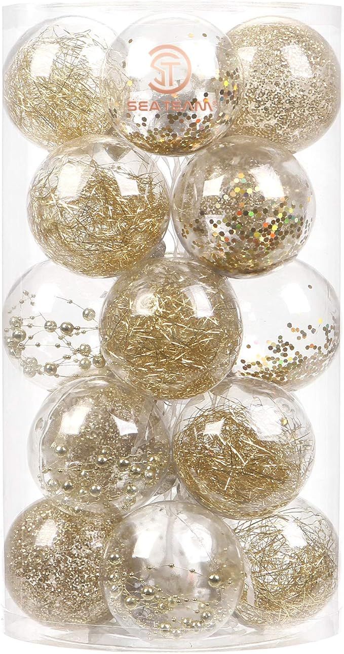 Sea Team 80mm/3.15" Shatterproof Clear Plastic Christmas Ball Ornaments Decorative Xmas Balls Bau... | Amazon (US)