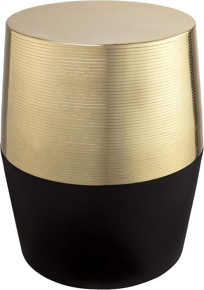 TOV Furniture Jadran Modern Gold Round Vanity Stool, 15.8", Black | Amazon (US)