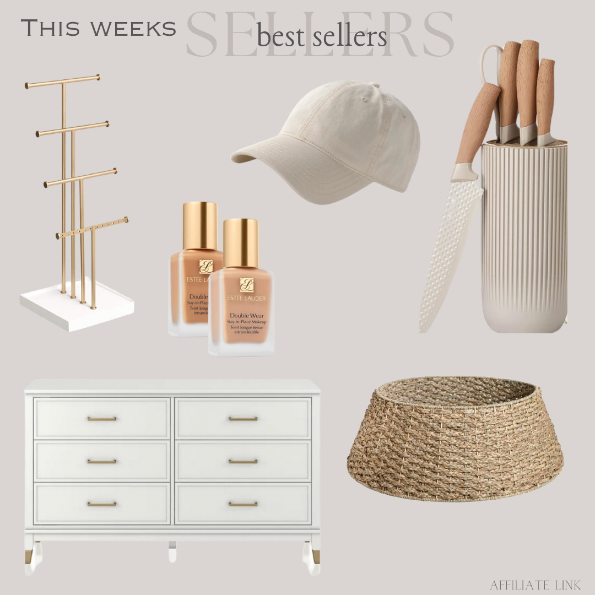 This weeks BEST Sellers! 


Jewelry stand, baseball cap, knife set, dresser, white dresser, tree skirt, 

#LTKhome #LTKbeauty