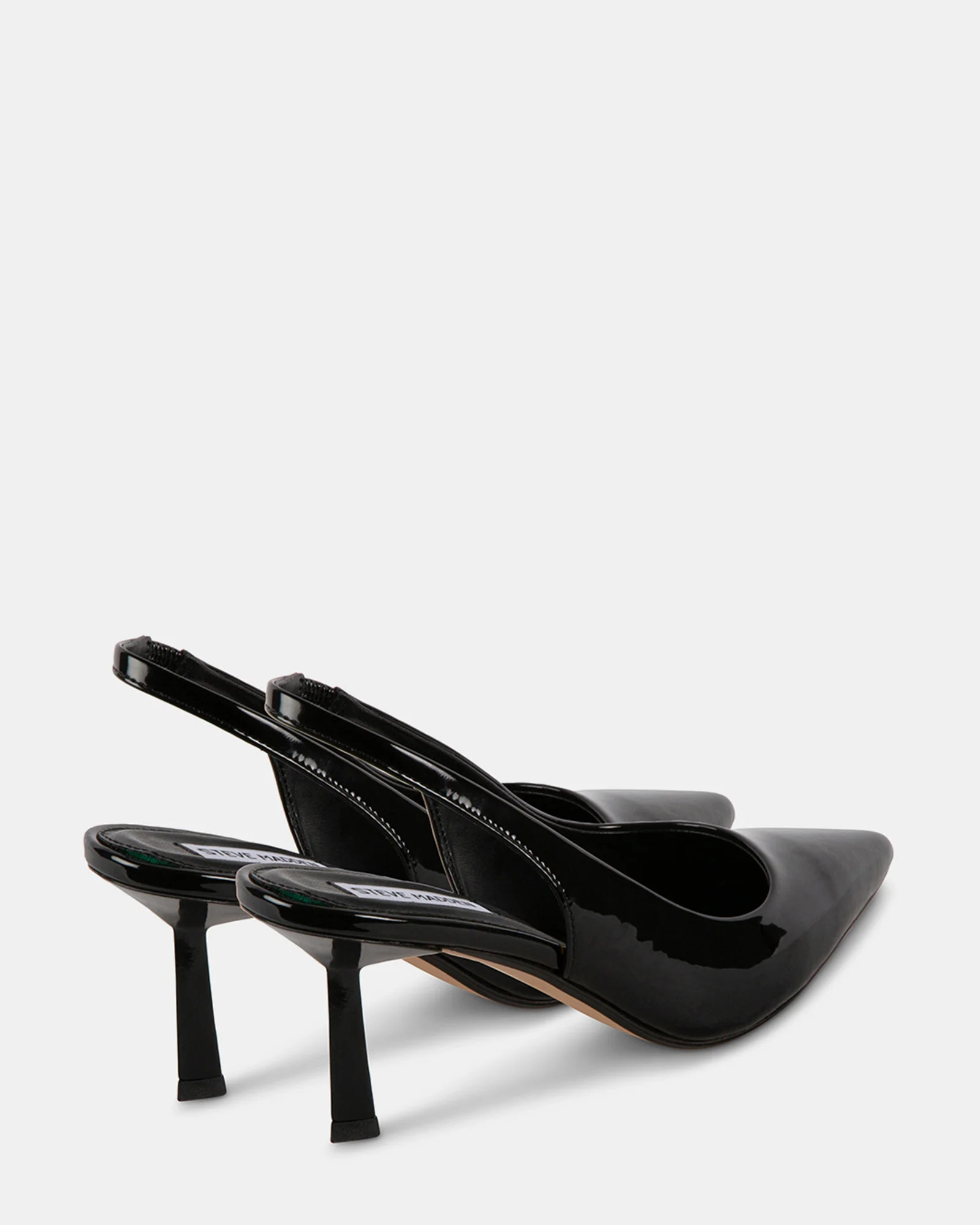 DELVA Black Patent Slingback Pointed-Toe Heel | Women's Designer Heels | Steve Madden (Canada)