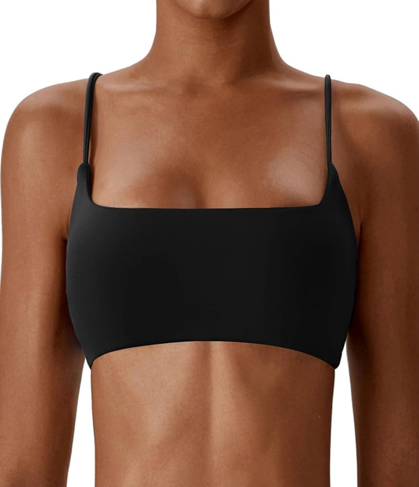 Comper Women's Sports Bras Wirefree Racerback Workout Bras Sexy Thin Straps Yoga Sport Bras with ... | Amazon (US)