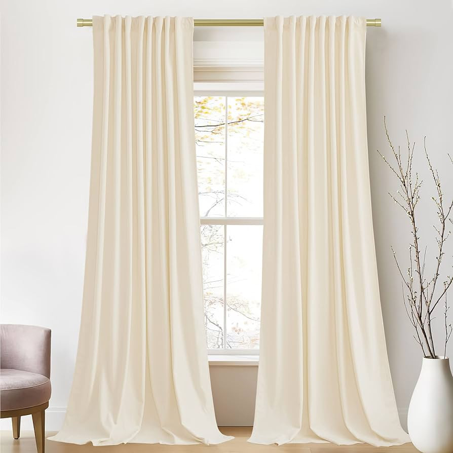 StangH Ivory White Velvet Curtains 120 inches Amazon Finds Amazon Deals Amazon Sales | Amazon (US)