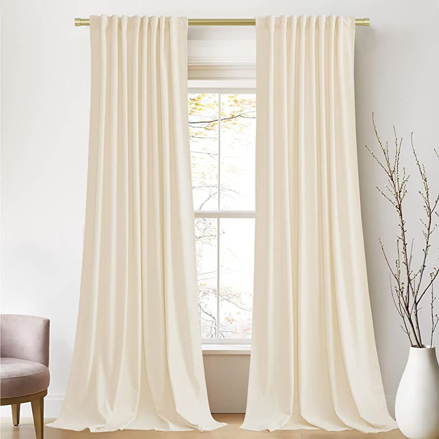 StangH Ivory White Velvet Curtains 120 inches Amazon Finds Amazon Deals Amazon Sales | Amazon (US)