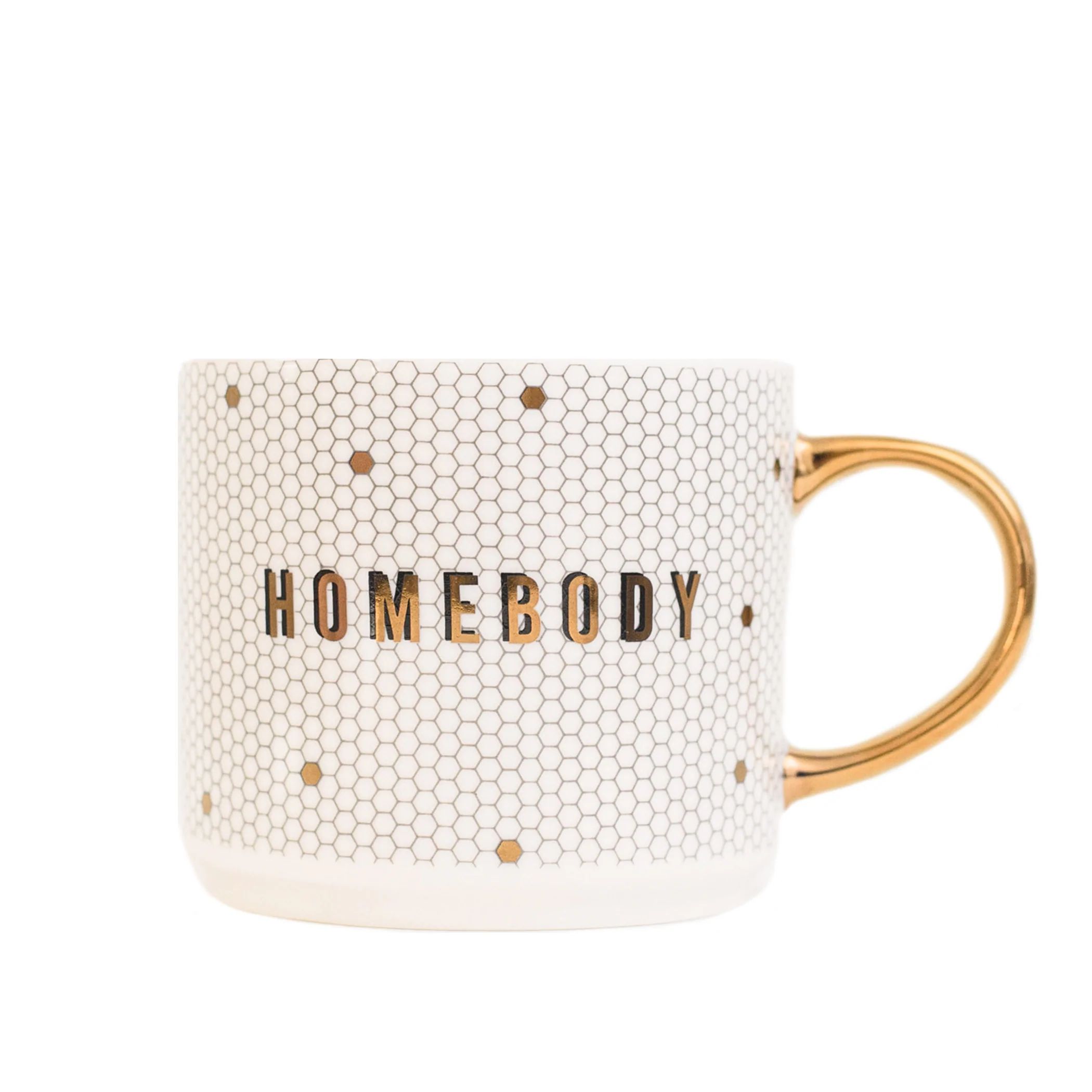 Homebody - White + Gold Honeycomb Tile Coffee Mug | Sweet Water Decor, LLC