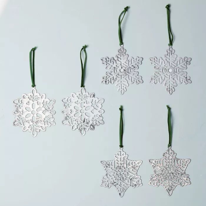 6ct Assorted Metal Snowflake Ornament Set - Hearth & Hand™ with Magnolia | Target