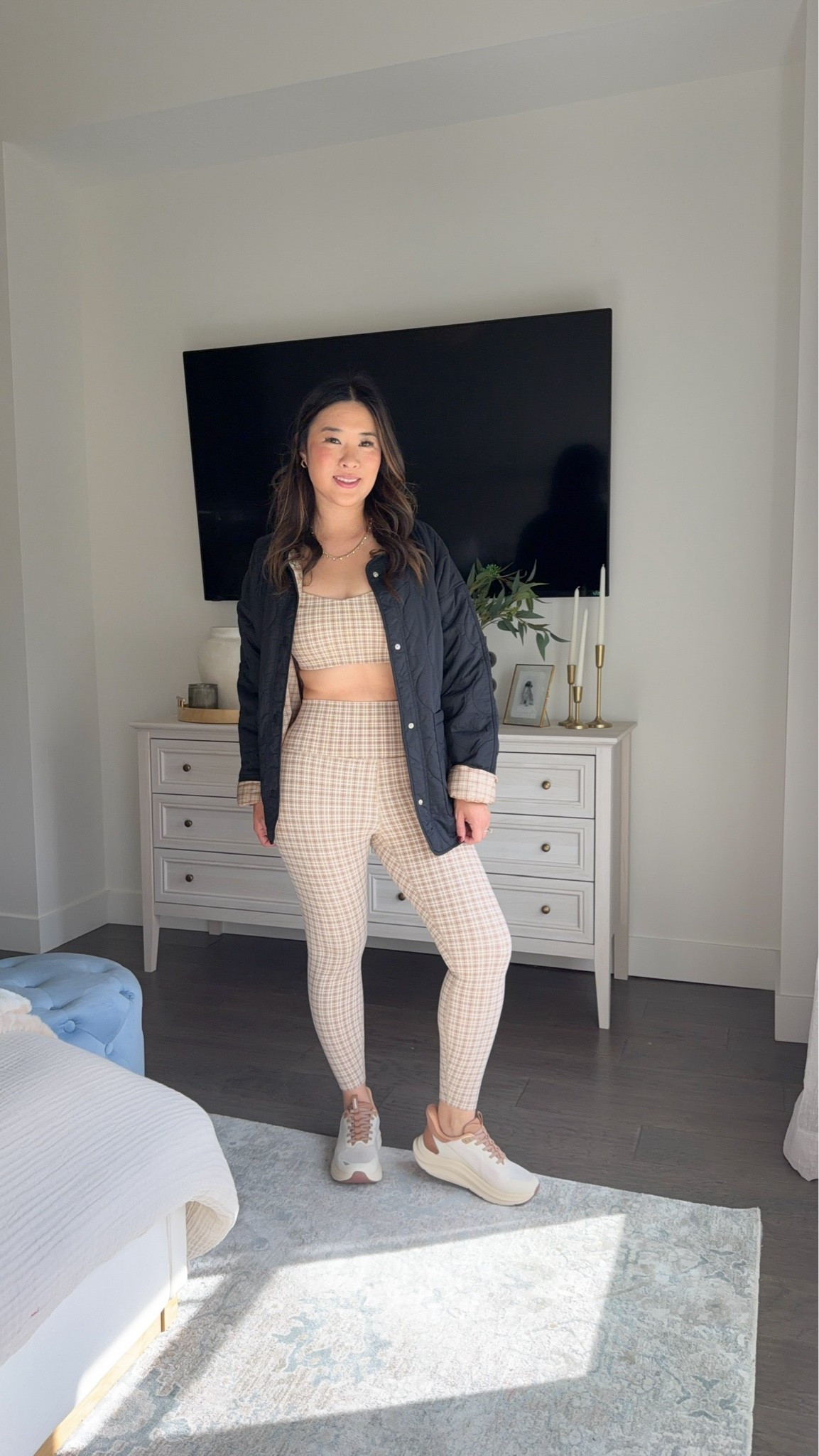 Target New Arrivals // Boujee on a budget // look for less Polka dot top: Medium (swapping for Small) High rise flare jeans: 6 Faux leather jacket: Small Pink top: Small Brown barrel denim: 6 Workout set: Medium Black Jacket: Medium Cream Blouse: Medium Red Denim: 6