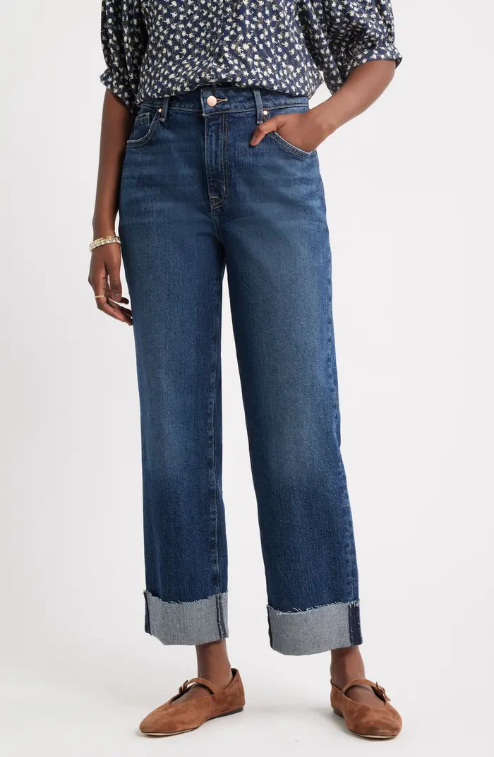 Cuffed High Waist Straight Leg Jeans | Nordstrom