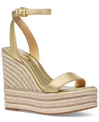 MICHAEL Michael Kors Leighton Espadrille Wedge Sandals - Macy's | Macy's