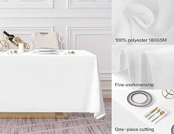 Surmente Tablecloth 90 x 132-Inch Rectangular Polyester Table Cloth for Weddings, Banquets, or Re... | Amazon (US)