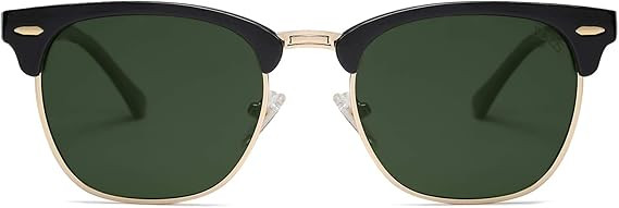 SOJOS Retro Semi Rimless Polarized Sunglasses Horn Rimmed UV400 Glasses SJ5018, Yellow Tortoise F... | Amazon (US)