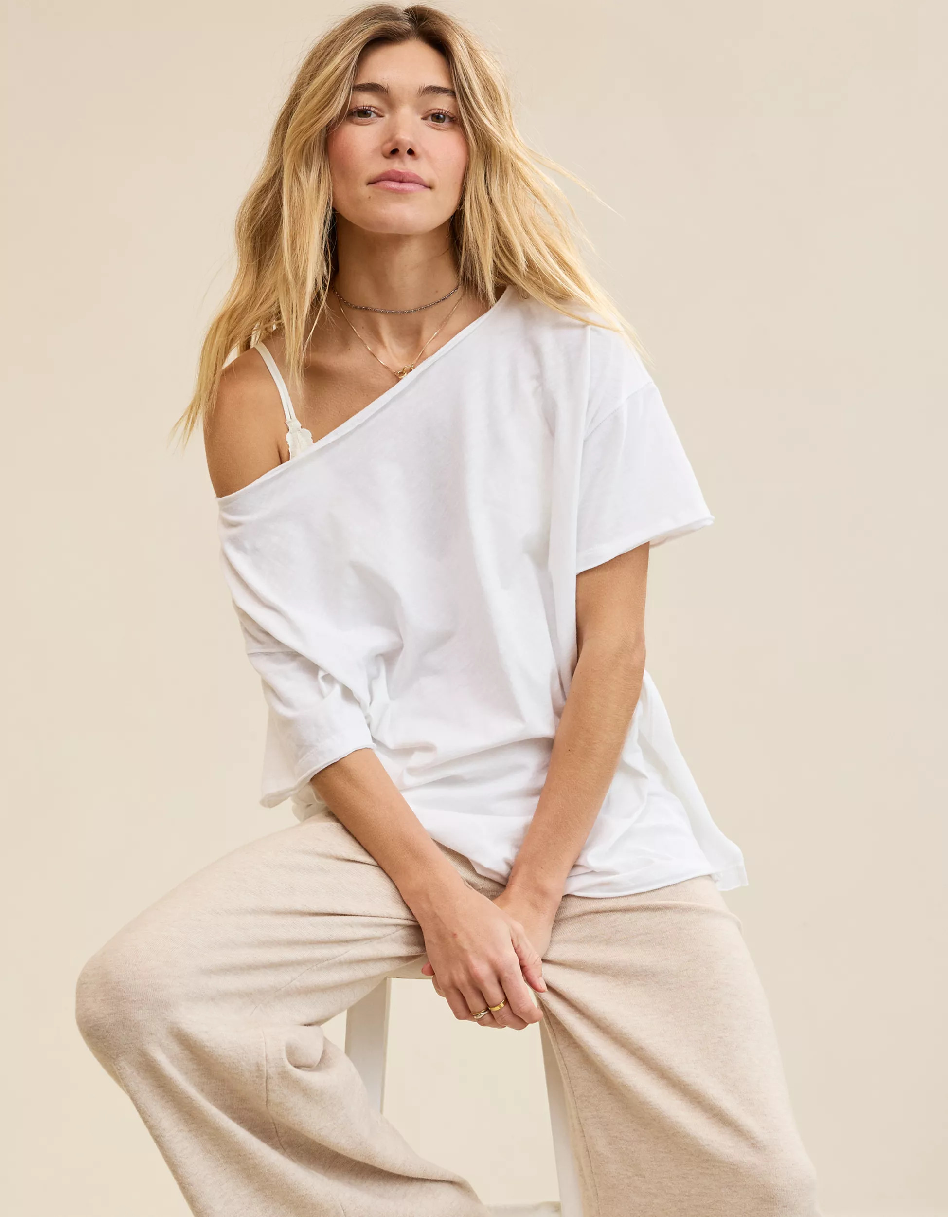 Aerie Off The Shoulder Oversized Boyfriend T-Shirt | Aerie