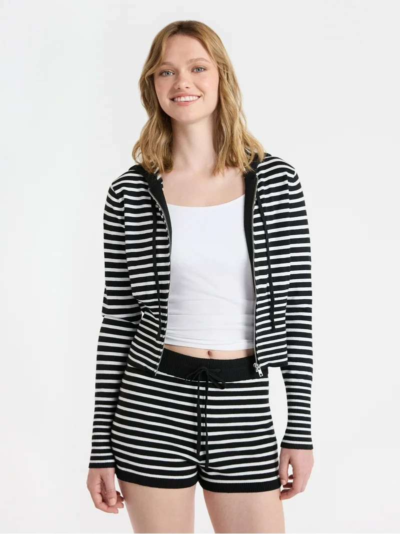 No Boundaries Sweater Hoodie and Shorts Set, 2-Piece, Women’s | Walmart (US)