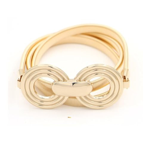 ZAHSY Gold Metal Dressy Belts for Women Girls Elastic Vintage Cinch Belt Women Stretchy Waist Chain Belt for Dress Pant Jeans Gold Circle Buckle | Amazon (US)