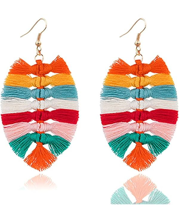 ONLYJUMP Long Layered Dangle Earrings Colorful Elegant Tiered Tassel Druzy Dangle Drop Earrings H... | Amazon (US)